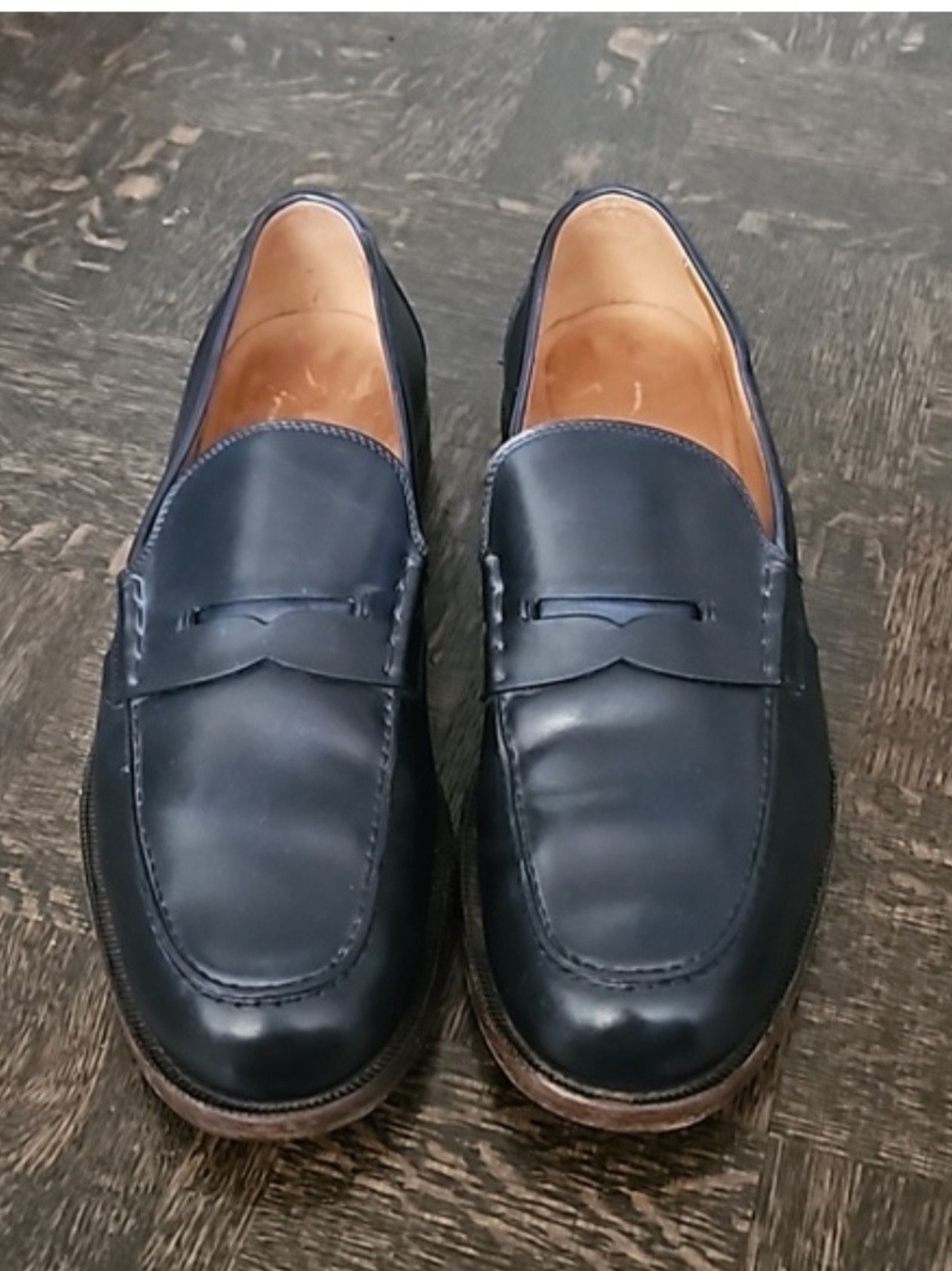 Gucci Men's Navy Leather Penny Loafers